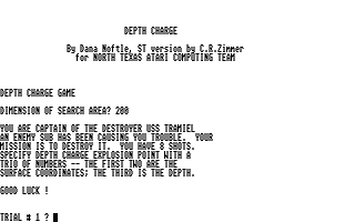 Depth Charge atari screenshot